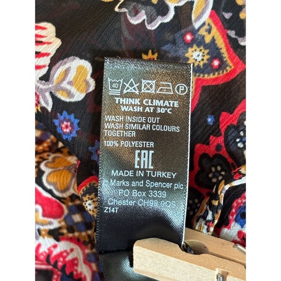 Limited Floral Boho Ruffle Sleeve Sheer Blouse Black & Multicolor Women's Large - Picture 12 of 12